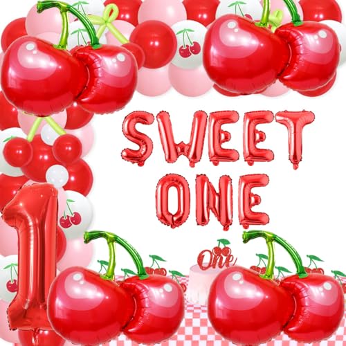 6pcs Red Cherry Balloons - 30inch Summer Party Decorations