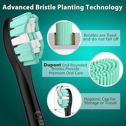 Guhiwuk Black Replacement Toothbrush Heads for Philips Sonicare 4 Pack - Compatible with DiamondClean and More