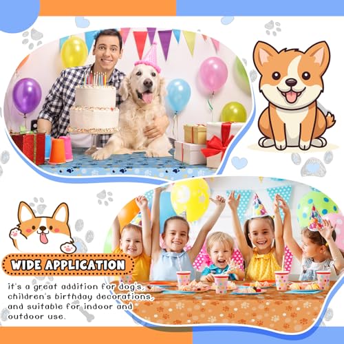 Paw Print Tablecloth 4 Pack - 54x108 Inches for Dog Parties