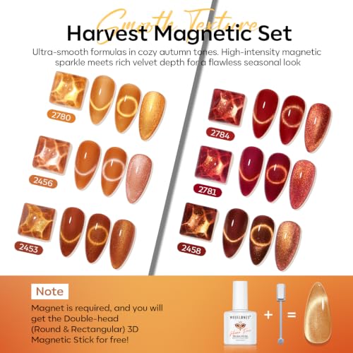 Modelones Fall Cat Eye Gel Nail Polish Set - 6 HEMA-Free Shimmer Colors