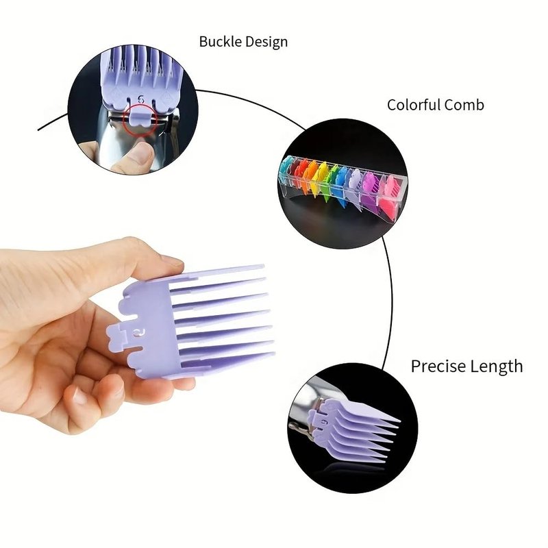 10pcs Premium Color Guards Set Compatible with Most Wahl Clippers With Clipper Guard Holder Tray Organizer For Barbers-1/16" to 1"