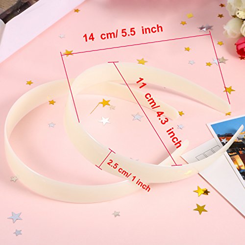 20 Pcs White Plastic Headbands for Crafts DIY Accessories Bulk 1 Inch