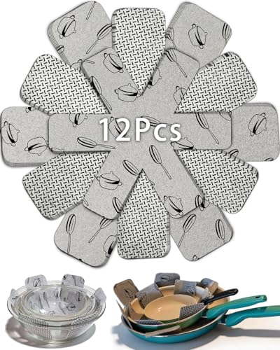 Pot and Pan Protectors Set - 12 Anti-Slip Dividers in 3 Sizes