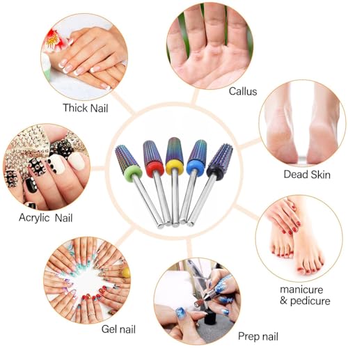 5Pcs Tungsten Steel Nail Drill Bits Set for Acrylic Nails