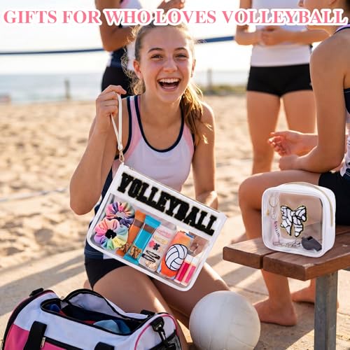 White Volleyball Cosmetic Bag Gifts - Sunnymove 2-Piece Set, Travel & Gym Storage