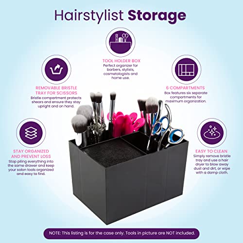Salon Tool Organizer Box - 6 Compartment Scissor Holder for Stylists