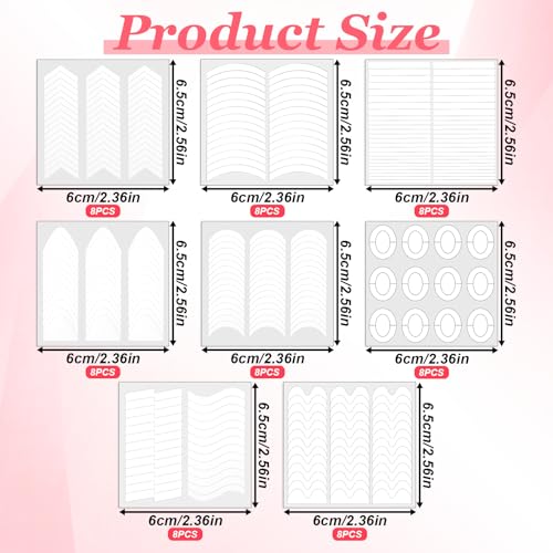 64 Sheets Self-Adhesive French Tip Nail Stickers - 8 Shapes
