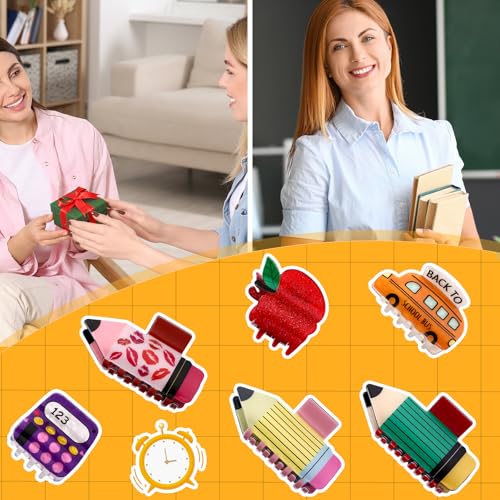 6-Piece School-Themed Hair Claw Clip Set for Teachers