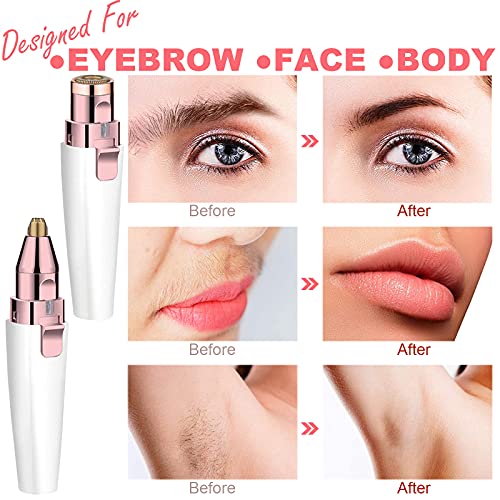 LAIKME White Facial Hair Remover & Eyebrow Trimmer 2-in-1 - Portable Rechargeable Epilator for Lips, Body, Chin, Arms, Legs