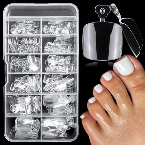 LuckForever 240pc Clear Press-On Short Square Toenail Tips