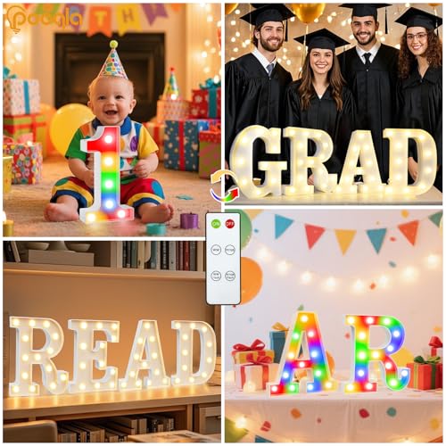 Light Up Marquee Letter A with Remote - Colorful LED Night Light