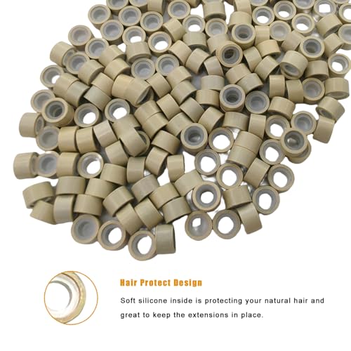 500 Pcs Silicone Lined Micro Link Beads for Hair Extensions - 5mm