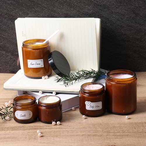 Amber 2oz Glass Cosmetic Jars with Lids - 3 Pack, Leak-Proof, Reusable Travel Containers
