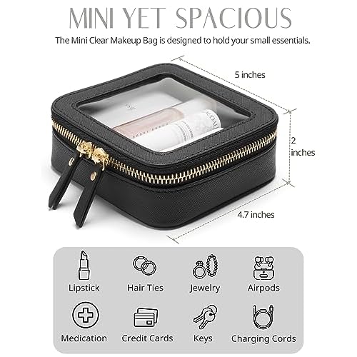 Popvibe Clear Makeup Bag Travel Cosmetic Case Transparent Toiletry Bag with Zipper, Portable Make Up Organizer Traveling Compact Car Bag for Essentials