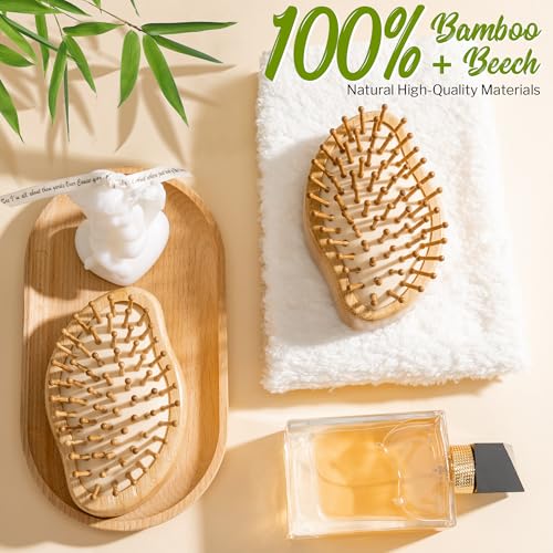 STYLEMATE Bamboo Hair Brush - Portable S-Shape Design for All Hair Types