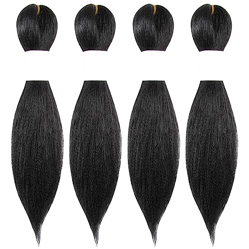 Osuntress Pre Stretched Short Fake Braiding Hair 12 Inch Pack of 4 1B Natural Black