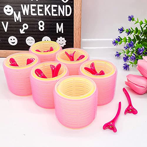 BESSEEK 6XJumbo + 6XLarge Jumbo Hair Rollers Set for Bouncy Curls, Self Grip Curlers for Women
