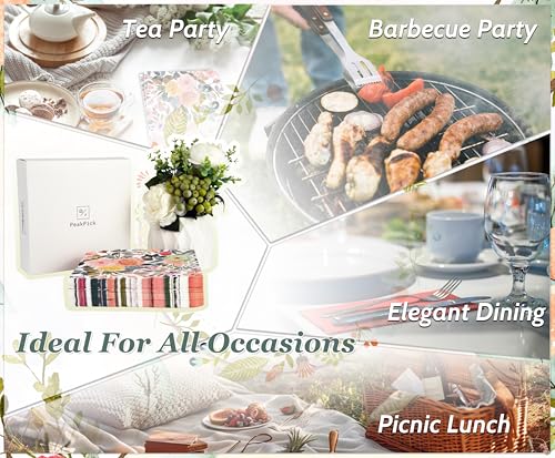 Elegant Floral Paper Napkins - 60 Pack for Parties & Events