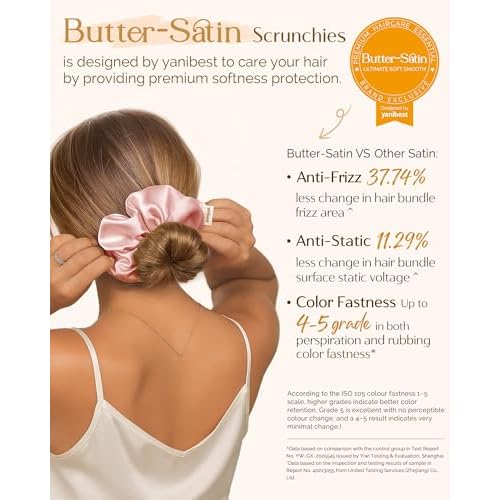 Yanibest 8 Pcs Satin Scrunchies - Silk Scrunchies Ponytail Holders, Soft Satin Hair Ties No Damage, Hair Accessories for Women