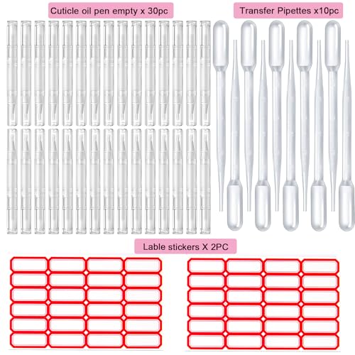 Beaufun 42-Piece Empty Cuticle Oil Pen Set - 3ml Refillable Twist Pens