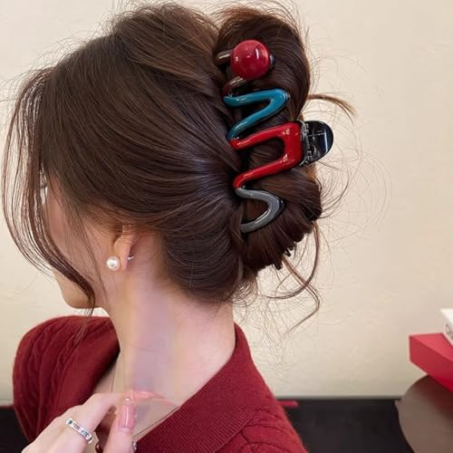 FRUZJAY Wave Acrylic Hair Clips for Women - Large Non-slip Claw Barrettes