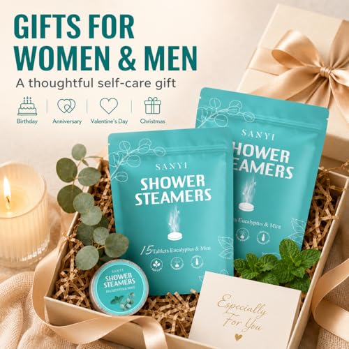 Sanyi 30 Pack Eucalyptus Mint Shower Steamers for Aromatherapy and Sinus Relief - Green Variant