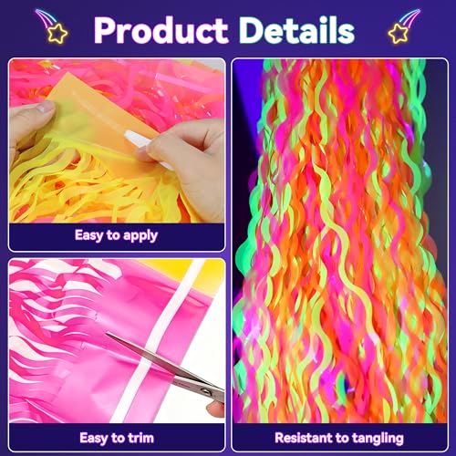 Glow in the Dark Neon Table Skirts - 2 Pack, 108x29.5in