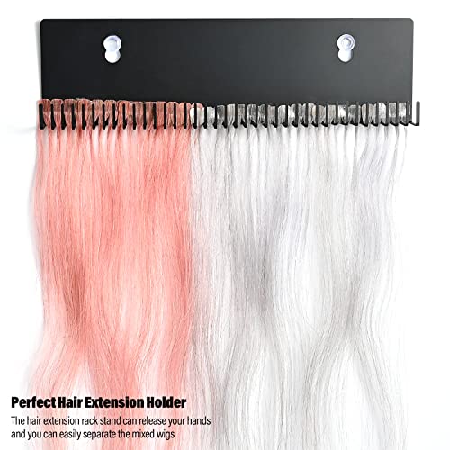 Hair Extension Holder and Display Stand for Wefts & Clips - Wall Mountable, Stainless Steel