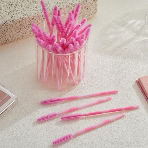 Silicone Mascara Wands - 50 Pack Dual-Color Spoolies for Lash Extensions