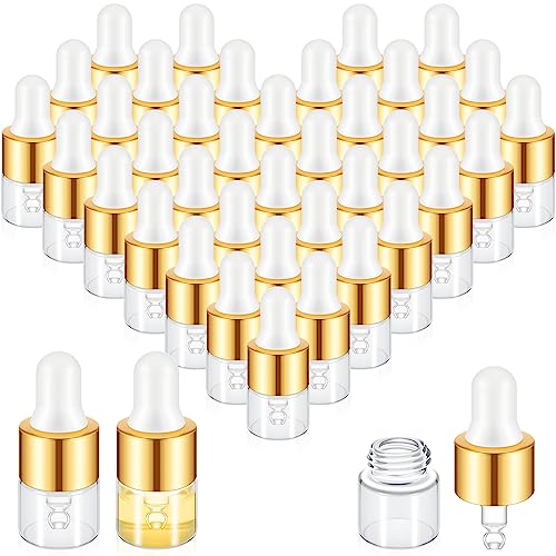 Didaey 1ml Champagne Gold Mini Glass Oil Dropper Bottles Set of 100