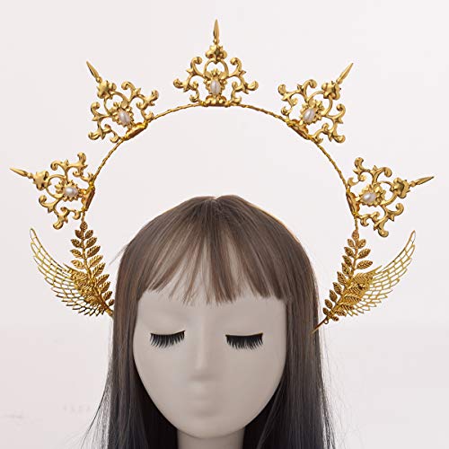 Gold Halo Crown Headpiece for Women Halloween Costume Accessories