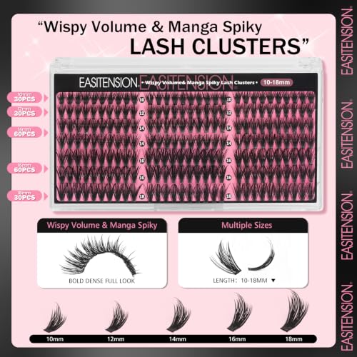 Manga Lash Clusters - 210PCS DIY Eyelash Extensions Kit, 10-18mm