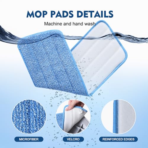 Microfiber Mop Pads - 3 Pack Reusable Replacement Pads for Spray Mops