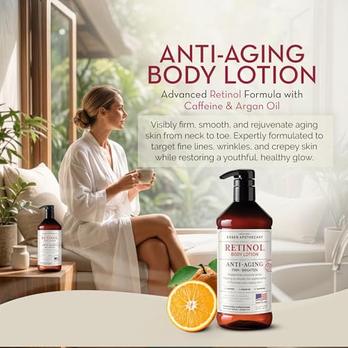 Rosen Apothecary Retinol Body Lotion 16oz – Anti-Aging Firming Moisturizer for Crepey Skin
