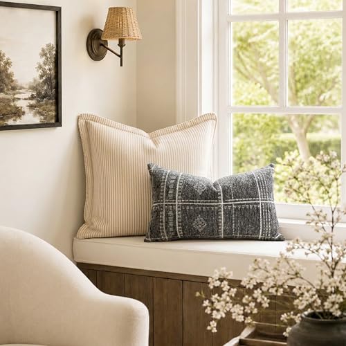 Boho Chenille Lumbar Pillow Covers 12x20 - Set of 2