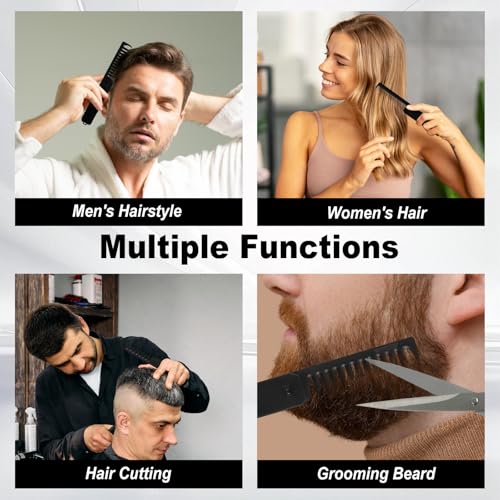 Tyqour Folding Pocket Comb - 3-in-1 Travel Hair Brush for Men