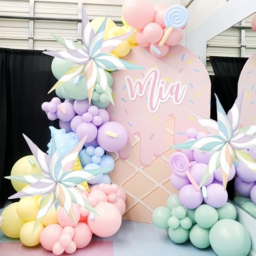 32 Inch Pastel Swirl Star Balloons - Candy-Themed Party Decor