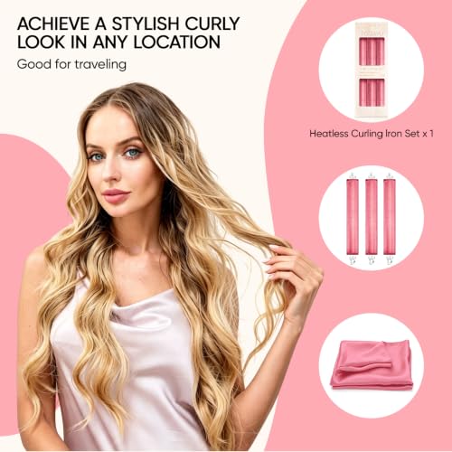 Togayu Pink Heatless Jumbo Velvet Hair Curlers Set for Overnight Styling