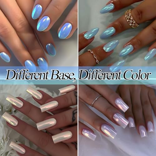 SUTOZMIWE 10 Colors Aurora Mermaid Pearl Chrome Nail Powder - Iridescent Aurora Effect