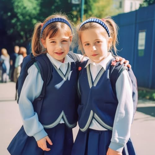 DEEKA 3-Piece Woven Headbands Set Navy Blue & Light Blue Hair Accessories for Women Girls Teens