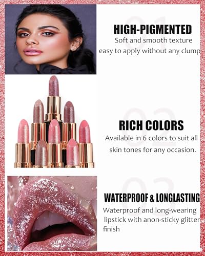 DuaTana Metallic Glitter Lipstick Set - 3 Long Lasting Shades