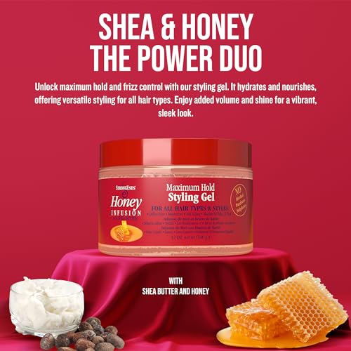 Maximum Hold Honey & Shea Styling Gel for All Hair Types – 12 oz