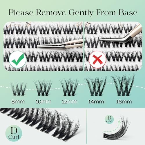 VYRILA 0.05mm Green Cozy-D Lash Clusters (8-16mm Mix) - Fluffier Look