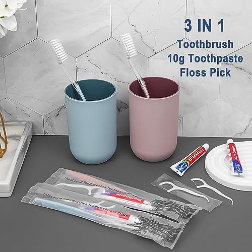 30 Packs Disposable Toothbrushes with Toothpaste & Floss Picks