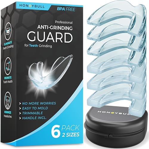 HONEYBULL Anti Grinding Night Guards - 6 Pack, Custom Fit, BPA-Free