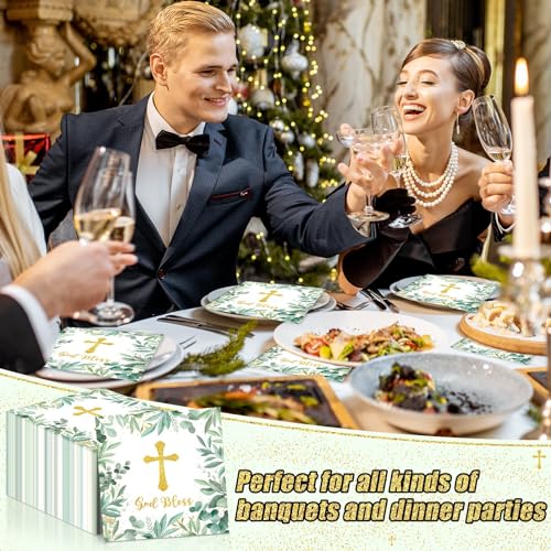 100-Pack God Bless Communion Napkins - Cross Design, 5x5 inches