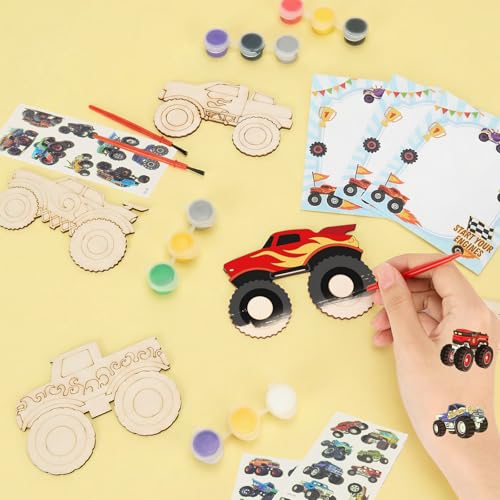 Monster Truck Craft Kit - 24 Wooden Painting Party Favors