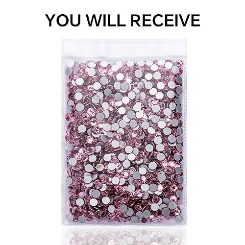 Light Pink Crystal Rhinestones SS16 - 1440Pcs Flatback Gems for Crafts