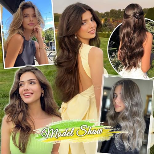 Perience 20-Inch Long Wavy Clip-In Hair Extensions - Dark Brown 4-Piece Set