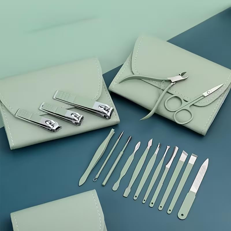 16 Piece Stainless Steel Manicure & Pedicure Set - Professional Nail Clippers, Cuticle Tools & Grooming Kit for Home Care